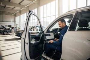 Мастер подключил диагностический сканер к VW Talagon — диагностика и адаптация DSG